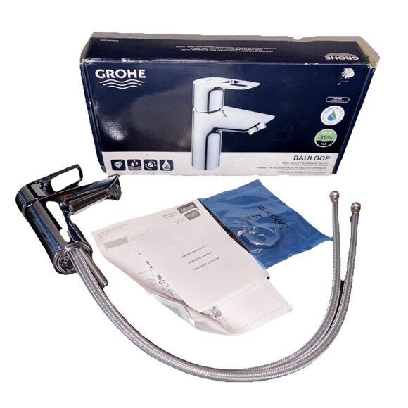NEW! Grohe Bauloop Single Handle With Hole 40545 DÜSSELDORF CHROME W/BOX - Picture 1 of 12